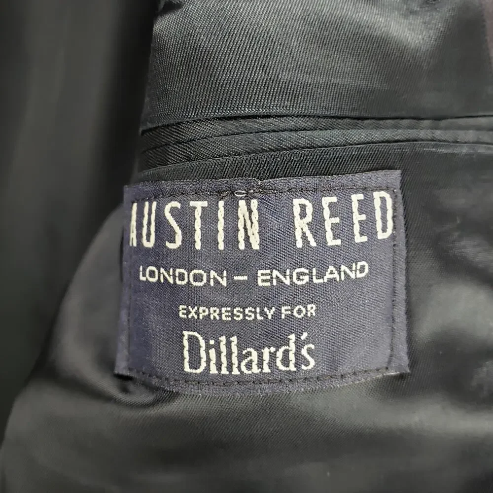 Austin Reed New Black Wool Super 100's Herringbone Suit Jacket 44R